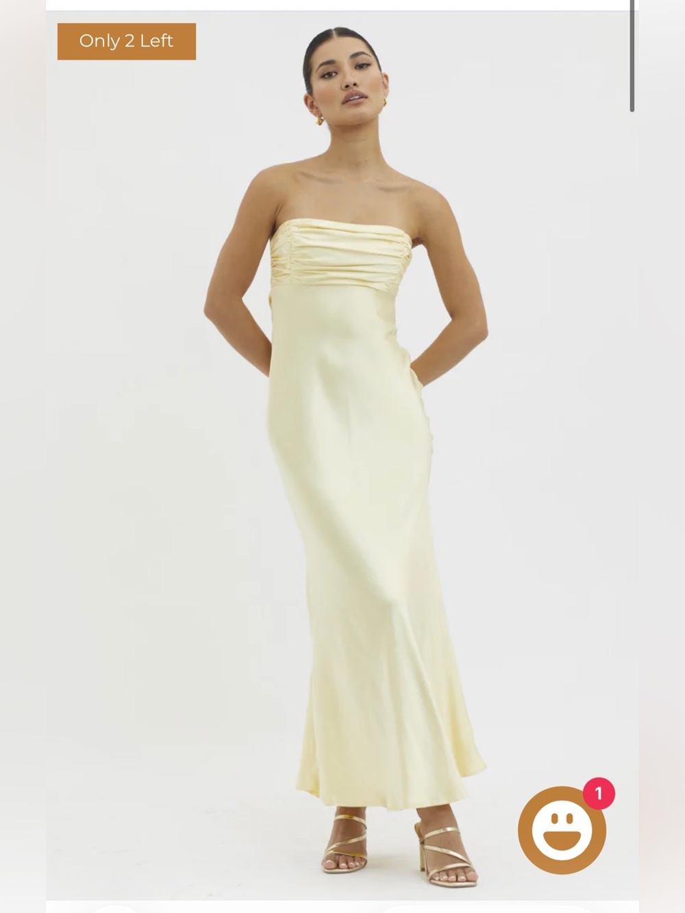 Strapless Yellow Satin Evening Dress